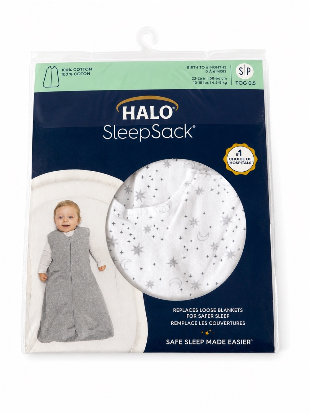 HALO SleepSack Wearable Blanket Baby Sleep Sack Stars Moon Print NIP